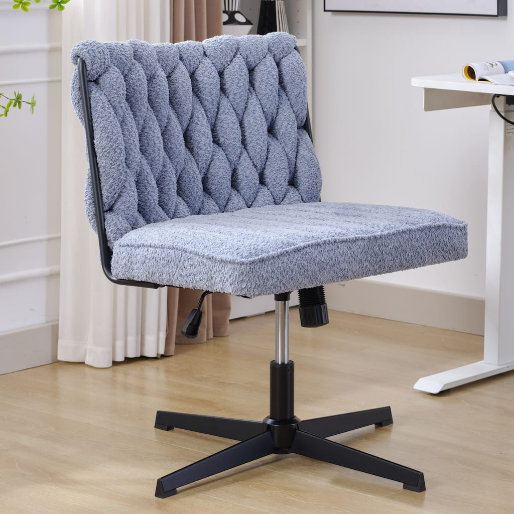 Upholstered No Wheels Armless Office Desk Chair