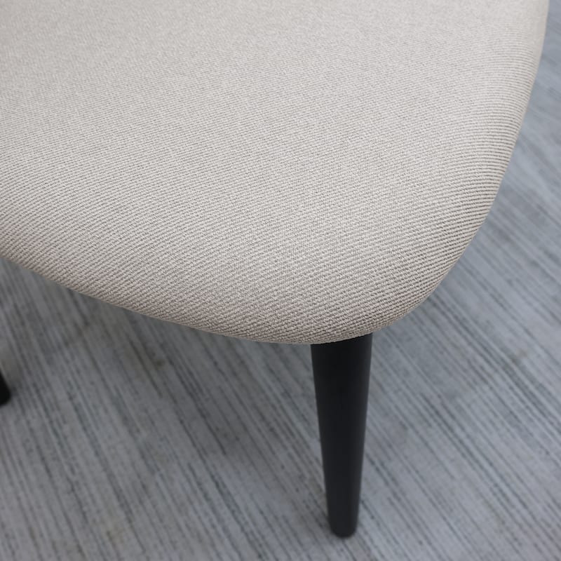 Cotton-Linen Fabric Upholstered Dining Chair with Black Solid Wood Legs, Armless Chair Set of 2 for Kitchen, Living