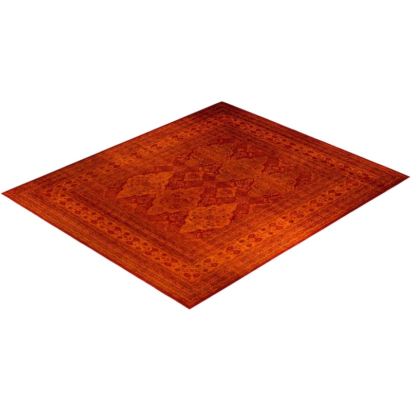 Overdyed, One-of-a-Kind Hand-Knotted Area Rug - Orange - 12' 3" x 14' 3"