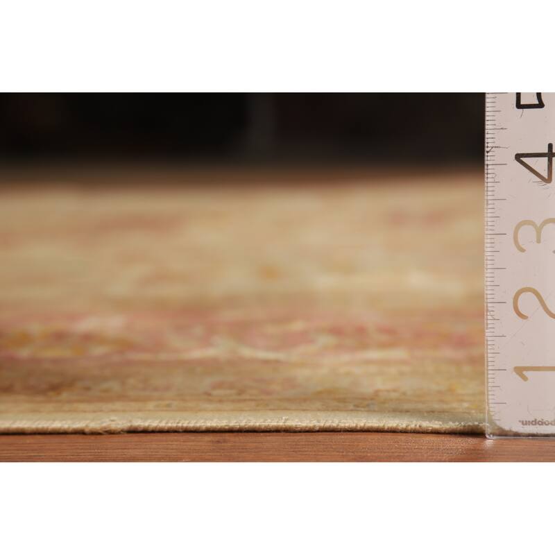 Hand Knotted Oriental 100% Wool Carpet Traditional Floral Beige & Ivories Tabriz Area Rug - 11' 0'' X 8' 4''