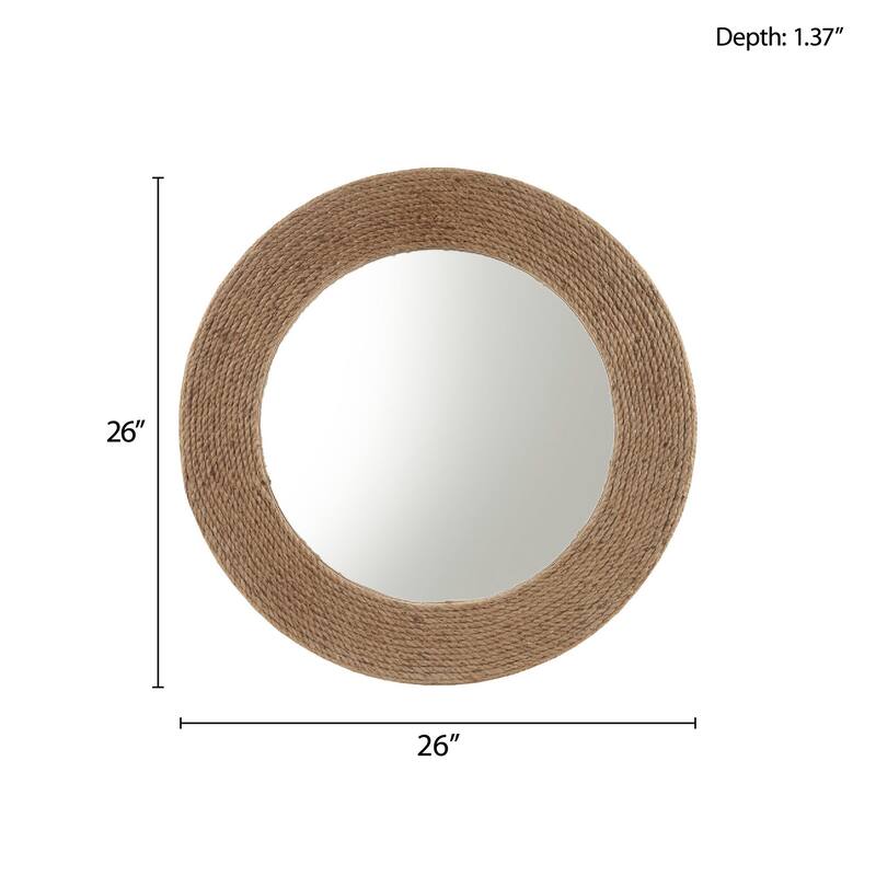 Madison Park Cove Natural Jute Rope Round Wall Mirror 26"