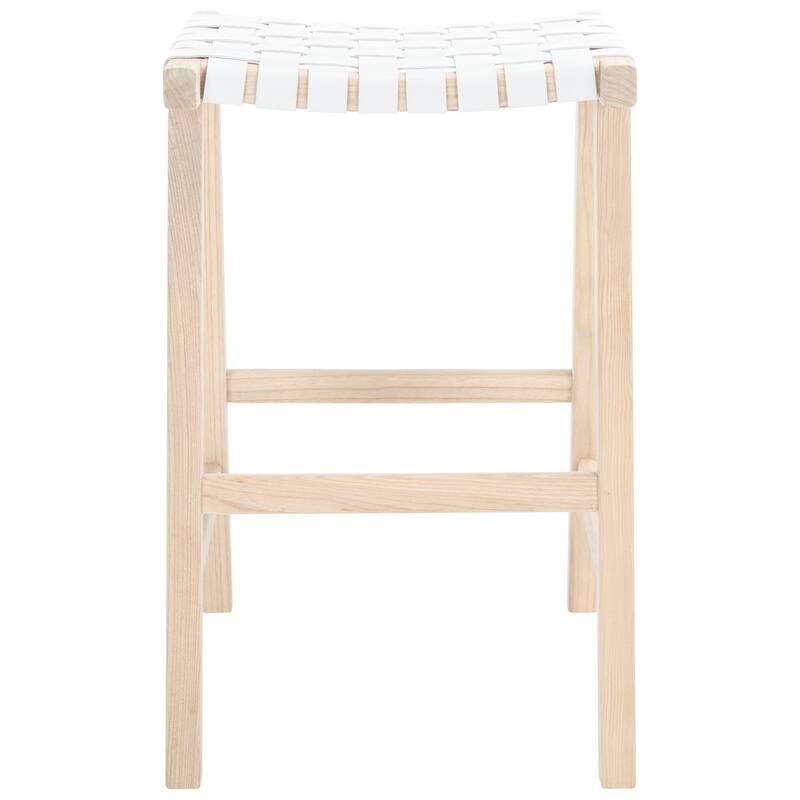 SAFAVIEH Remzija 30-inch Woven Leather Rectangle Bar Stool - 20" W x 19" D x 30" H