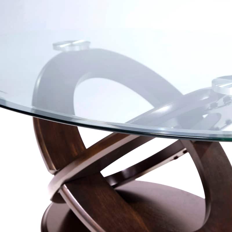 Faza Contemporary Walnut 48-inch Glass Top 3-Piece Accent Table Set by Furniture of America
