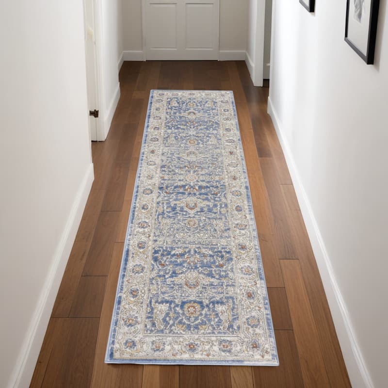 Kabe Power Loomed Area Rug By HomeRoots - 90' X '26' X '0.5 - 90' X '26' X '0.5 - Oxford Blue - Runner
