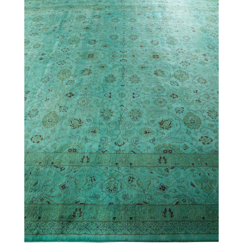 Fine Vibrance, One-of-a-Kind Hand-Knotted Area Rug - Green, 9' 1" x 11' 10" - 9' 1" x 11' 10"