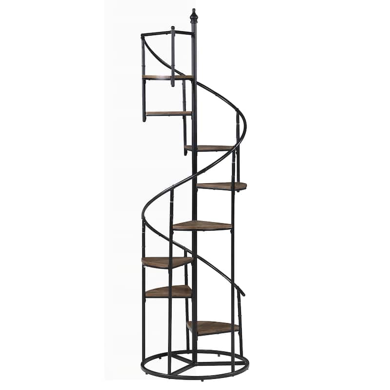 Unique Rustic Industrial Bookshelf with Spiral Design and Multiple Shelves for Versatile Storage