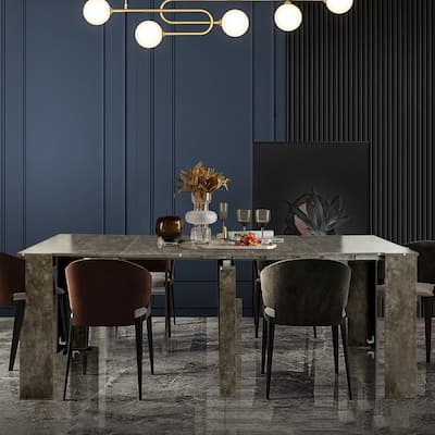 Foldable Dining Table for 6-12 People, Extends to 118 inchConsole Table Space Saving Dinette