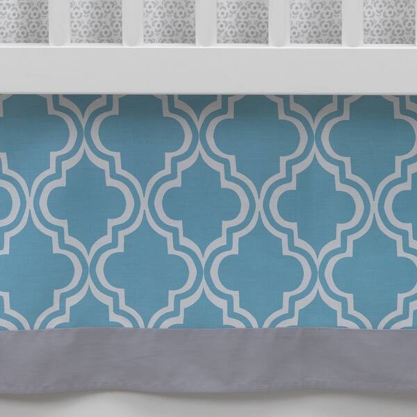 slide 2 of 2, Lambs & Ivy Ryan Collection Blue/Gray/White Geometric Crib Skirt