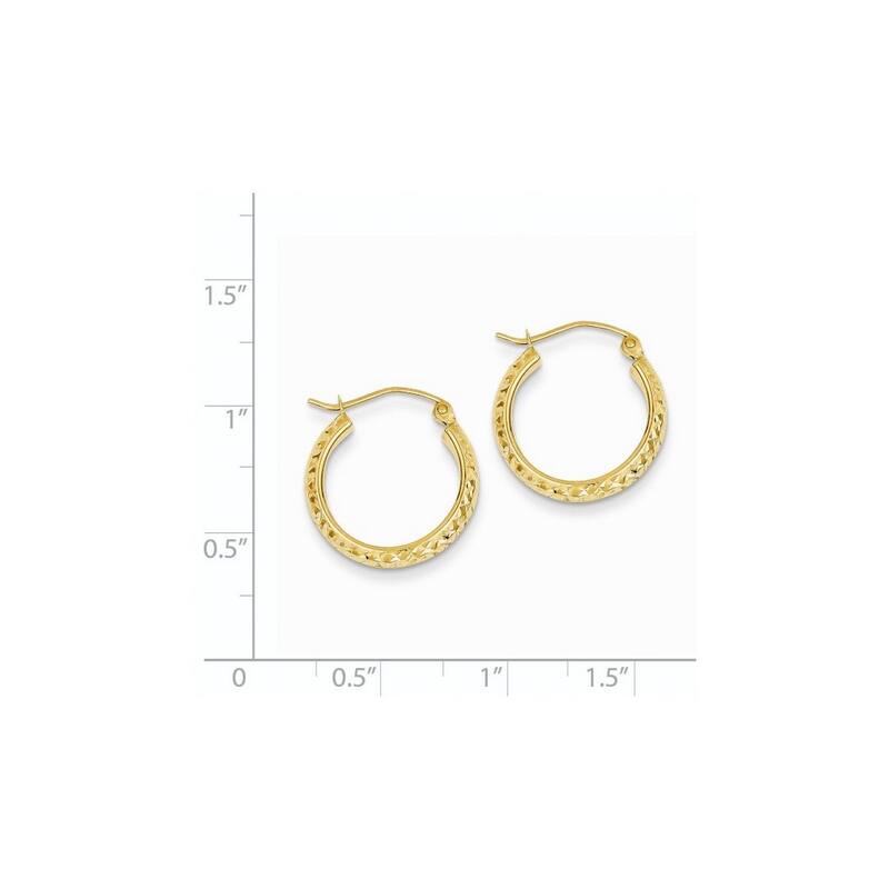 Curata 14k Yellow Gold Hinged Post Sparkle Cut Hollow Hoop Earrings - 17mm