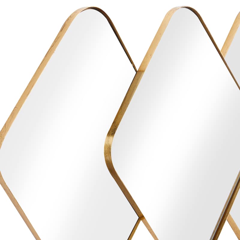 CosmoLiving by Cosmopolitan Gold Metal Overlapping Diamond Room Wall Mirror with Gold Frame