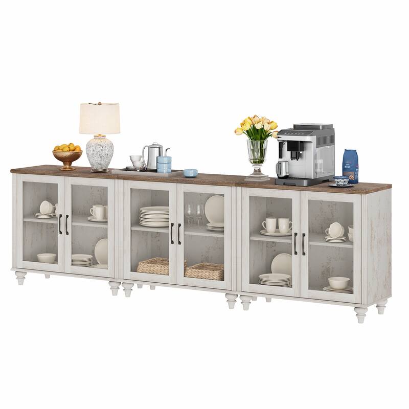 Kitchen Sideboard Buffet Cabinet, Glass Display Cabinet with Storage