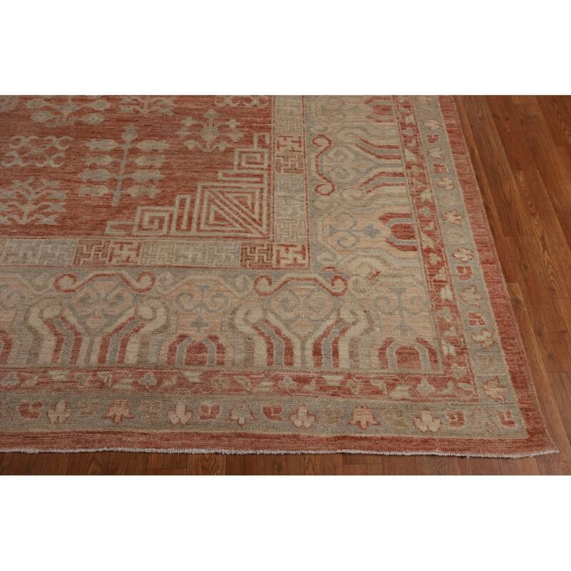 Geometric Oushak Turkish Large Rug Handmade Wool Carpet - 10'2"x 13'8"