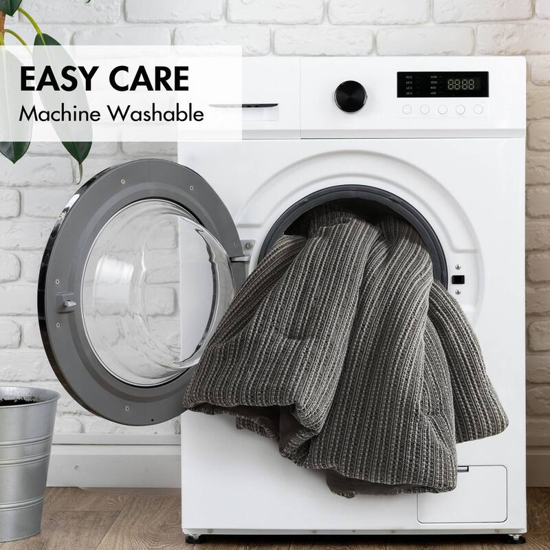 3PCS King/Cal King Waffle Washed Comforter Set