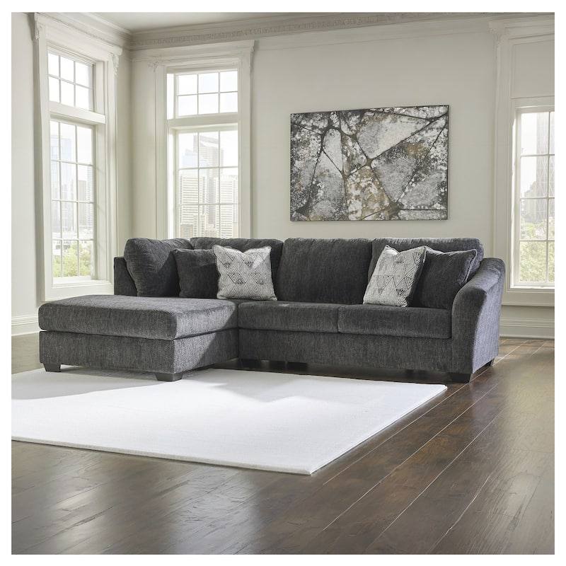 Signature Design by Ashley Biddeford Gray 2-Piece Sectional with Chaise - 120"W x 75"D x 40"H - Grey - Left Facing