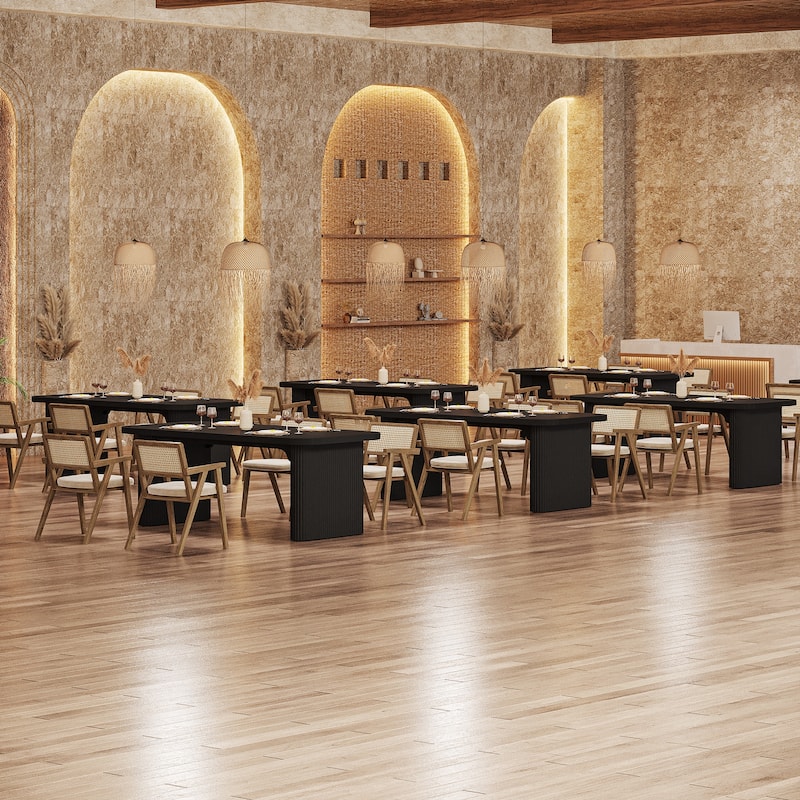 62-Inch Wood Dining Table for 4-6 People Modern Rectangular Kitchen Table for Dining Room Living Room