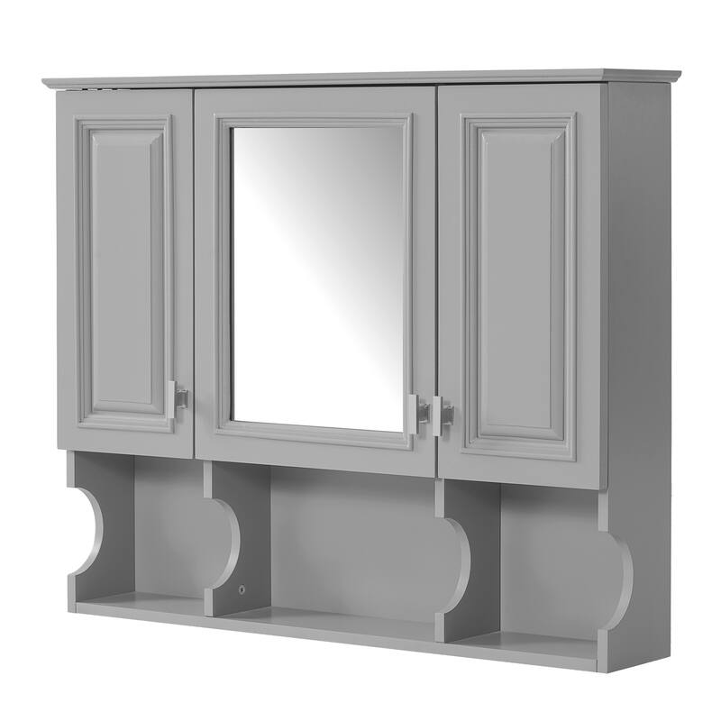 35''x 28''Wall Mounted Bathroom Medicine Cabinet,Modern Bathroom Wall Cabinet with Mirror,Mirror Cabinet with Open Shelves