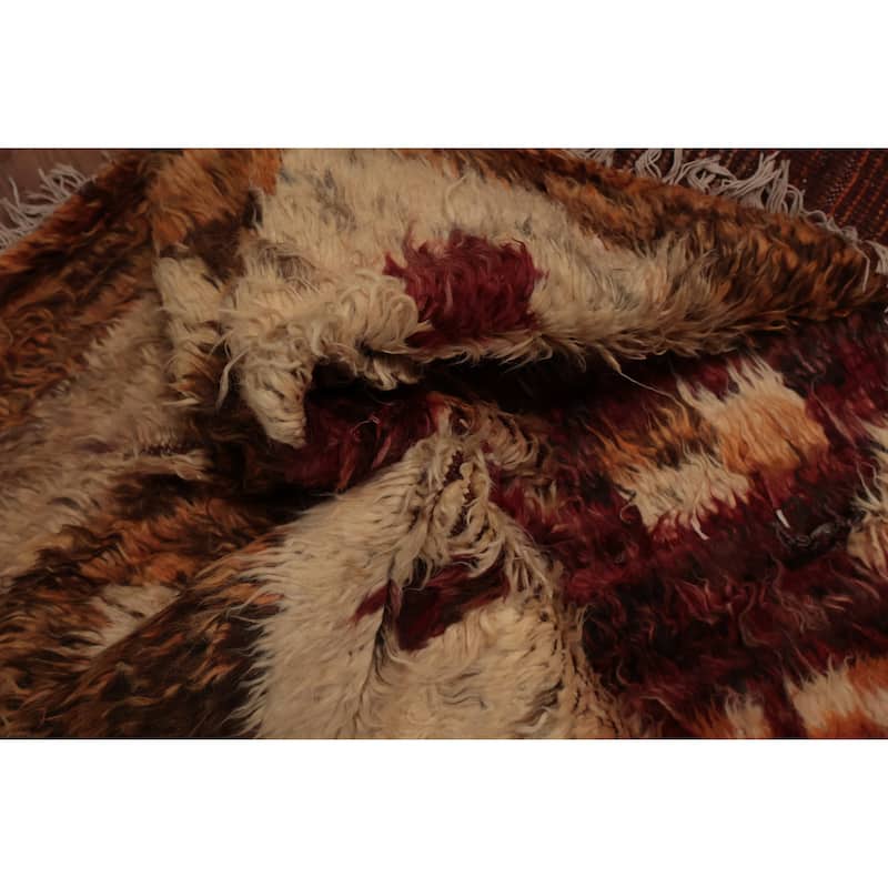 Hand Knotted Oriental 100% Wool Carpet Modern Tribal Red Moroccan Area Rug - 9' 10'' X 8' 2''