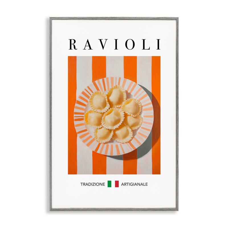 Stupell Traditional Ravioli Pasta Framed Giclee Art Design By Andreas Magnusson - 12 x 18 - Grey