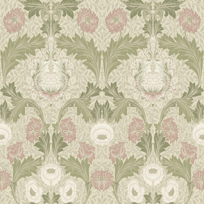 Myrtle Mauve Floral Ogee Wallpaper