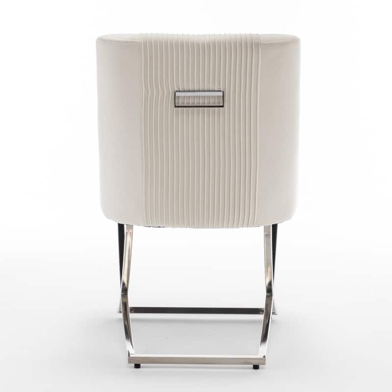 Modern Contempoary Velvet Dining Chair Set of 4 with Metal Frame Legs and Back Pull