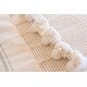 preview thumbnail 5 of 3, Handwoven Moroccan Blanket with Pom Pom in White and Tan