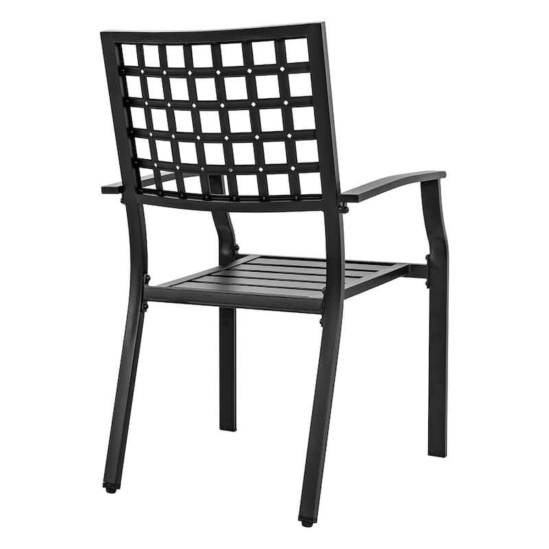 Patio 2-Piece Dining Chair Set, Powder-coated Iron Frame, Black