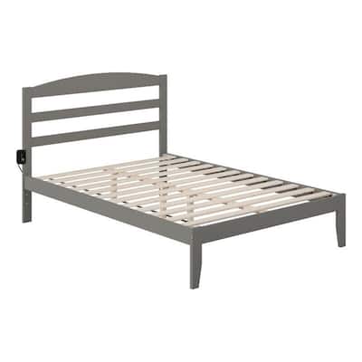 Solid Wood Traditional Full Bed in Gray