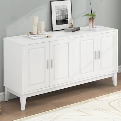 Christopher Knight Home - Ethan 4-Door Sideboard 60" Storage Cabinet, with Gold Handles and Adjustable Shelf