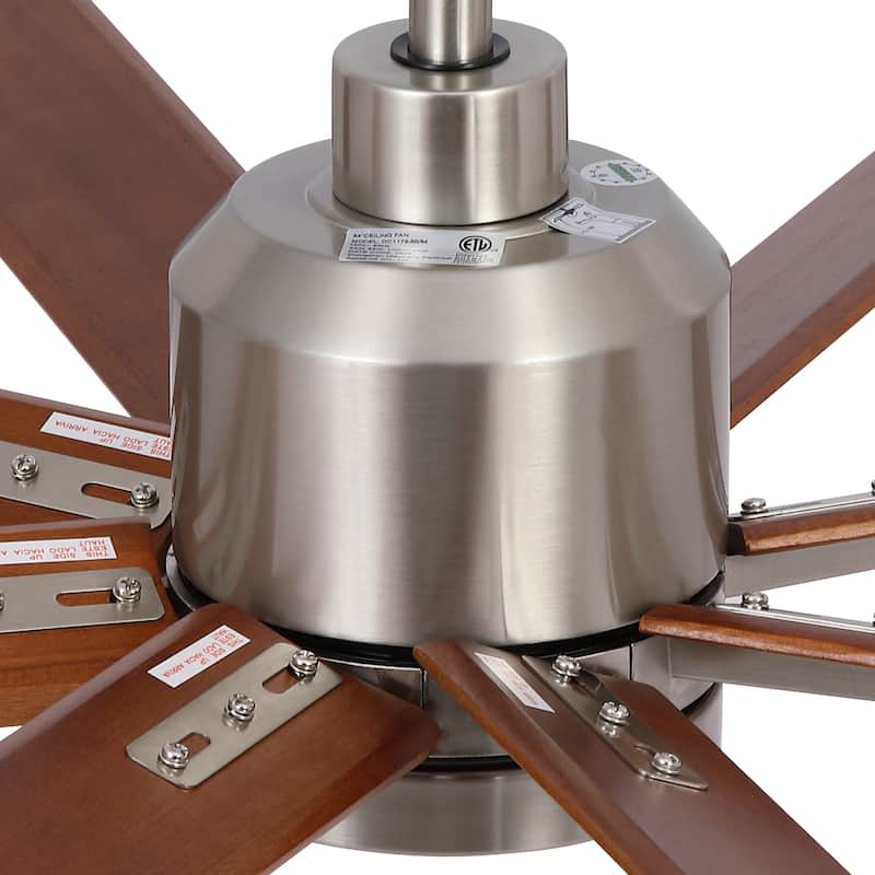 YUHAO 84 In. Indoor/Outdoor Modern Industrial Large Windmill Aluminum Blade Ceiling Fans With Lights, Quiet DC Motor and Remote