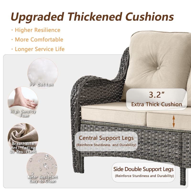 6 Piece Wicker Outdoor Patio Furniture Set Swivel Chairs Sofa Ottoman