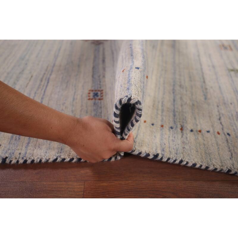 Tribal Striped Gabbeh Indian Accent Rug Handmade Wool Carpet - 4'0"x 5'9"