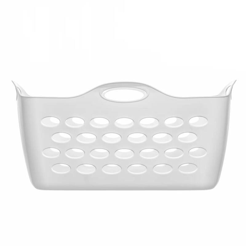 Rectangular Flex Laundry Basket, White, 2 Pack