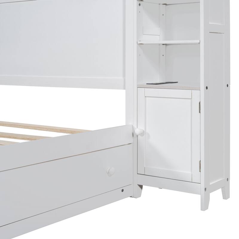 Modern Platform Bed with Integrated Cabinet and Drawers