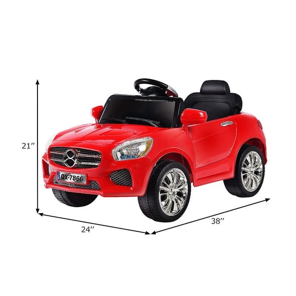 Costway 6V Kids Ride On Car RC Remote Control Battery Powered w/ LED - 24"(L) X38"(W) X21"(H)