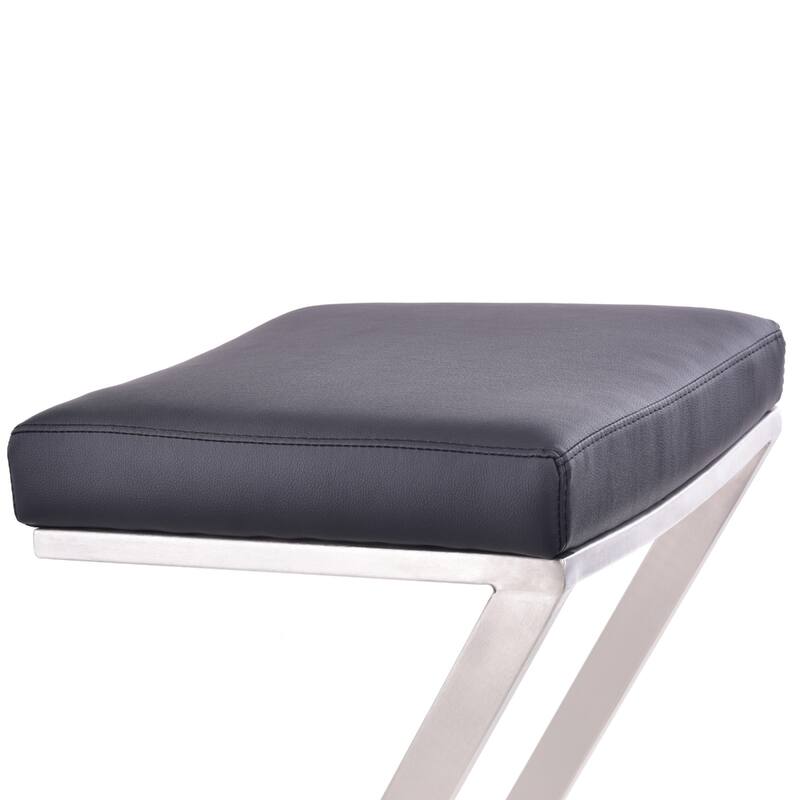 Contemporary 26" Counter Height Bar Chair with Silver Iron Base and Soft Faux Leather Cushion Seat - 26"H x 17"W x 17"D