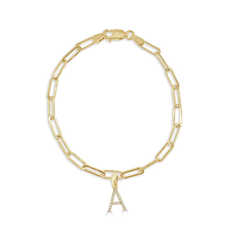 Joelle Collection Initial Bracelet Diamond 1/10 CT. TW 14K Yellow Gold Link Bracelet