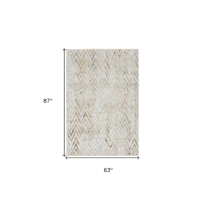 Kehag Power Loomed Distressed Modern Non Skid Stain Resistant Area Rug By HomeRoots - 87' X '63' X '0.39