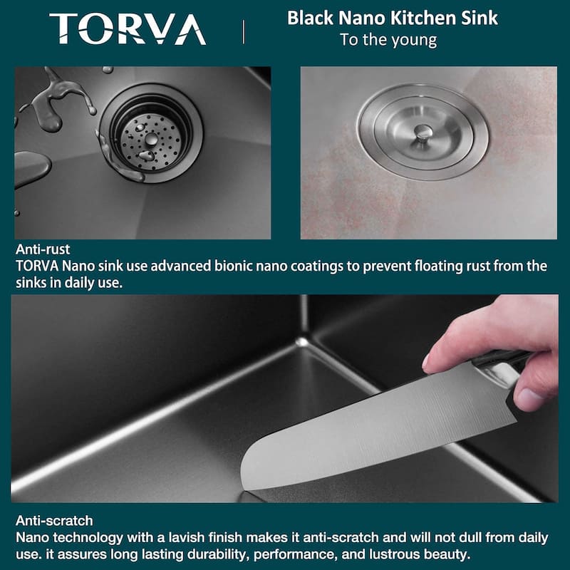 Undermount Stainless Steel Kitchen Sink -Black-Single Bowl
