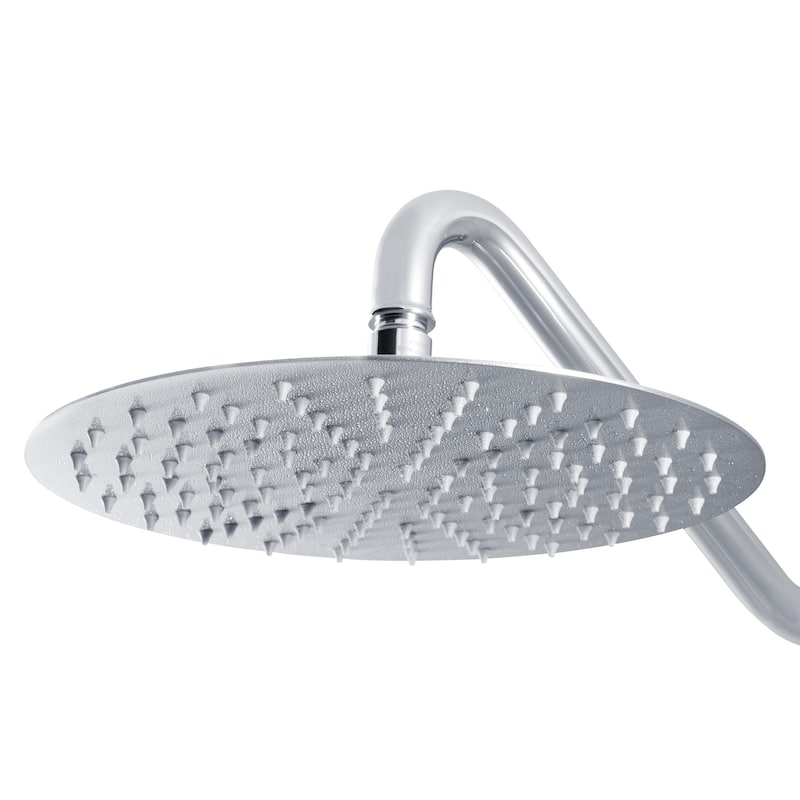 10-in Low Profile Rain Showerhead with Swivel Ball Joint and Soft Silicone Tips Matte Stainless Steel