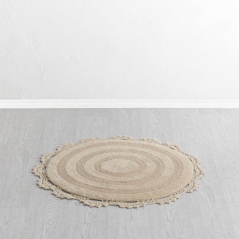 MH London Winchester Cotton Round Bathroom Rug - Soft Bath Mat