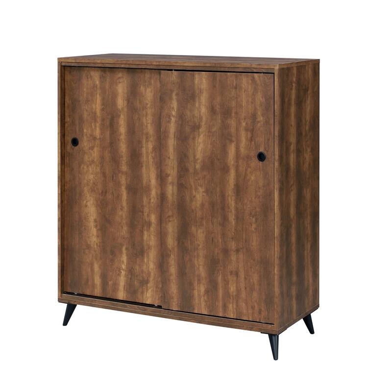 Southside Oak Shoe Cabinet with 2 Sliding Doors