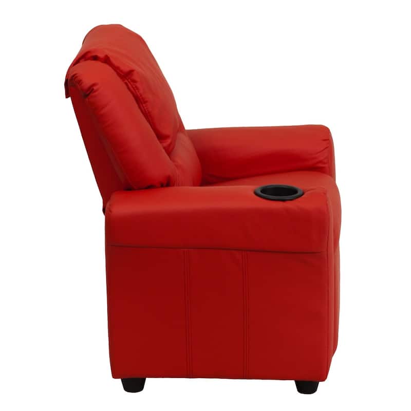Contemporary Kids Recliner with Cup Holder and Headrest - 24"W x 21.5" - 36.5"D x 27"H