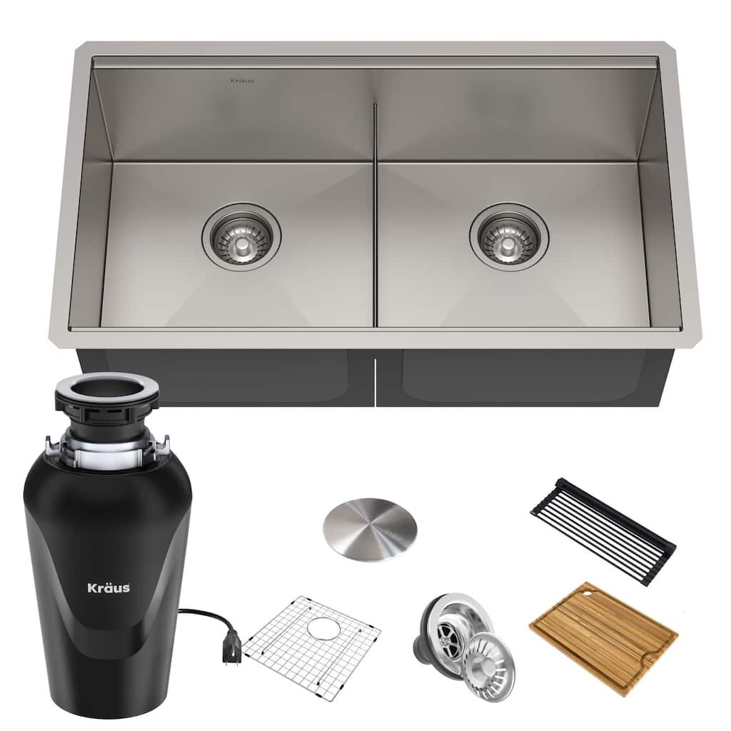 Kraus KWU112-33-100-75MB Kore 33" Undermount Double Basin Stainless