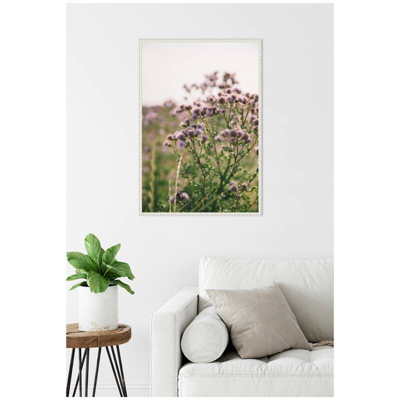 Kate and Laurel Sylvie Soft Purple Flower Blooms Framed Canvas by Patricia Hasz of Patricia Rae Photography