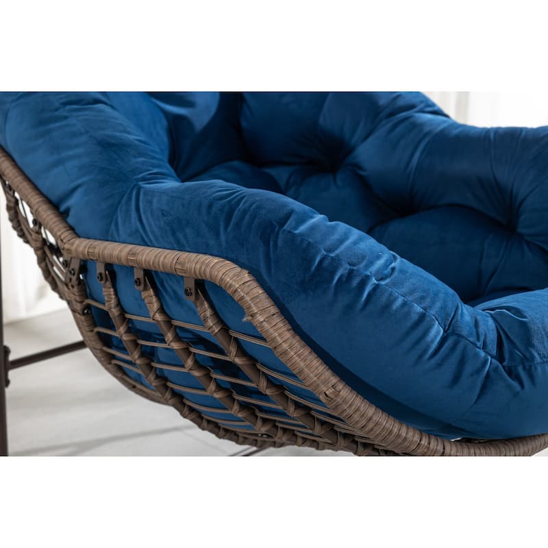Outdoor Rattan Rocking Chair,Padded Cushion Rocker Recliner Chair Outdoor for Front Porch, Living Room, Patio, Garden