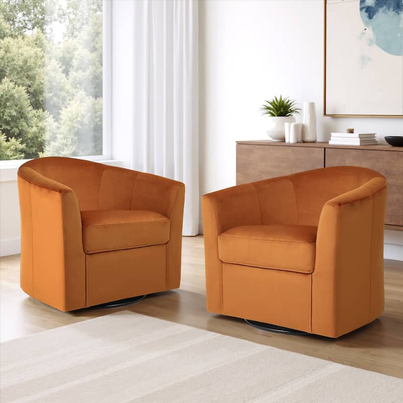 Modern 29"W Upholstered Swivel Barrel Chair for Living Room - Orange