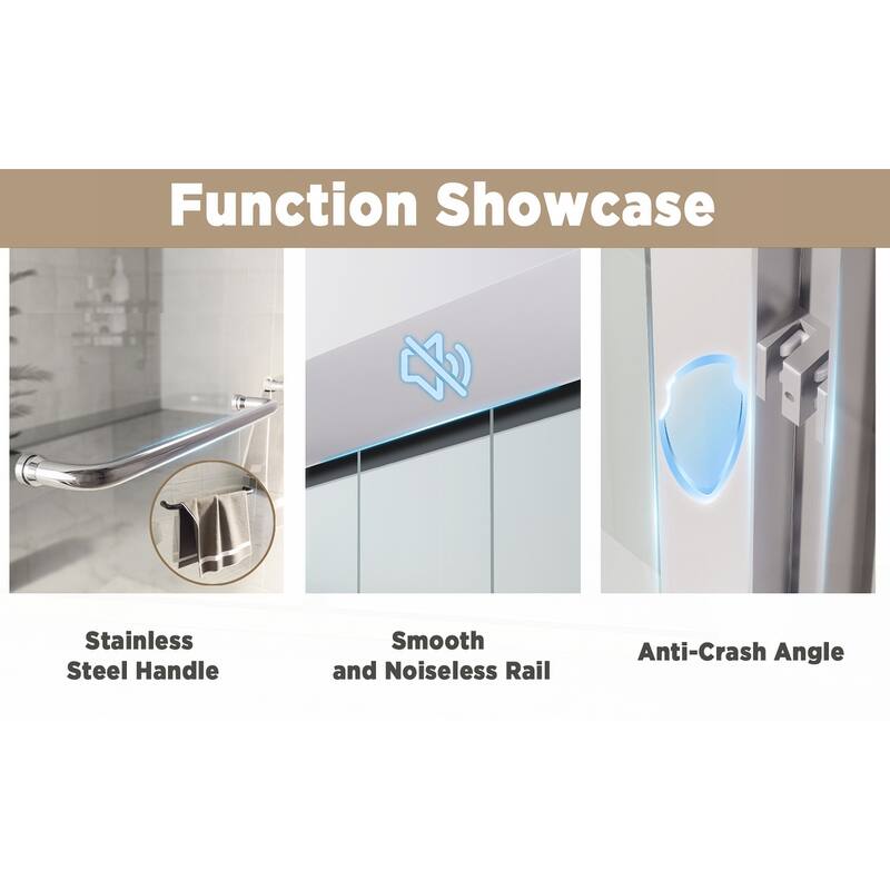 Premium Double Sliding Shower Door with Tempered Glass and Aluminum Frame for Stylish Bathrooms