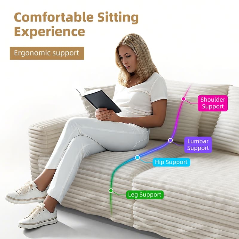 Deep Seat Couches with Soft Pillows and Movable Ottoman,Convertible Sofa Lounge Chair