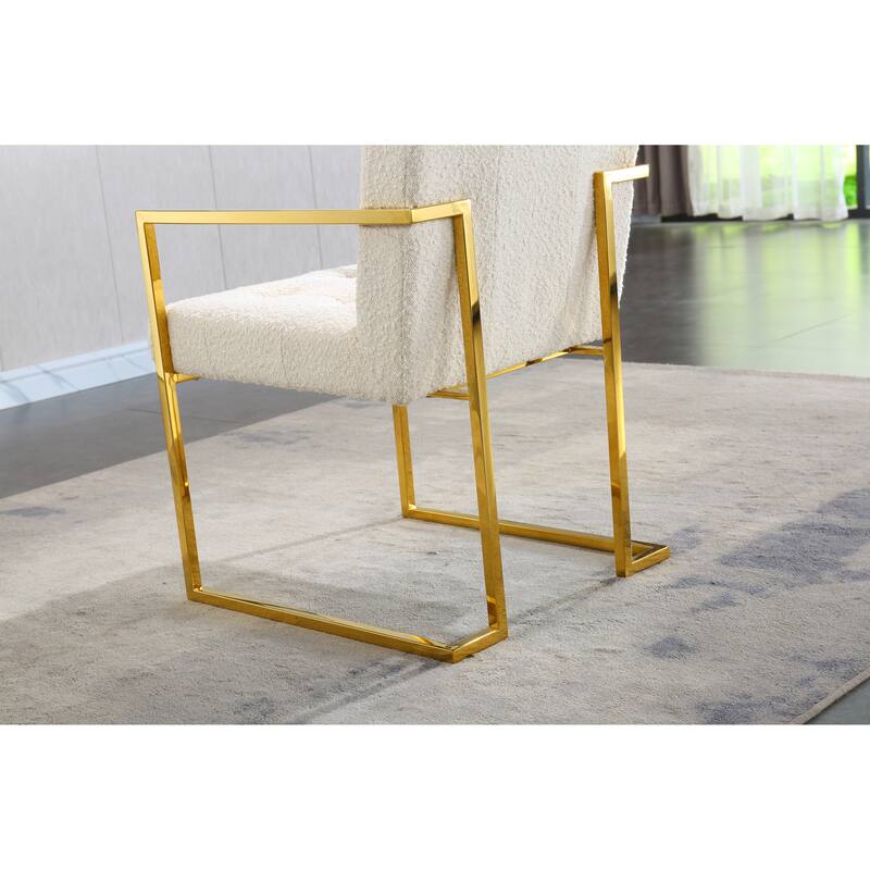 Linen Dining Arm Chair - White