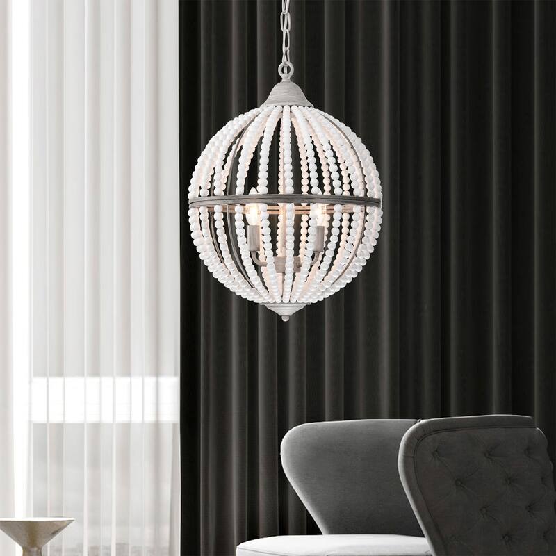 Auster 15 Inch Beads Bohemian Globe Pendant with 3 Light